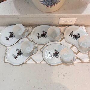 Arita Snack plates and tea cup Pattern name Rikisha Set of 5 Vintage